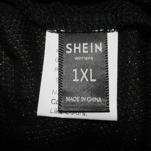 Shein top sheer black over shirt with silver threads & buttons like new size 1x - Picture 2 of 7